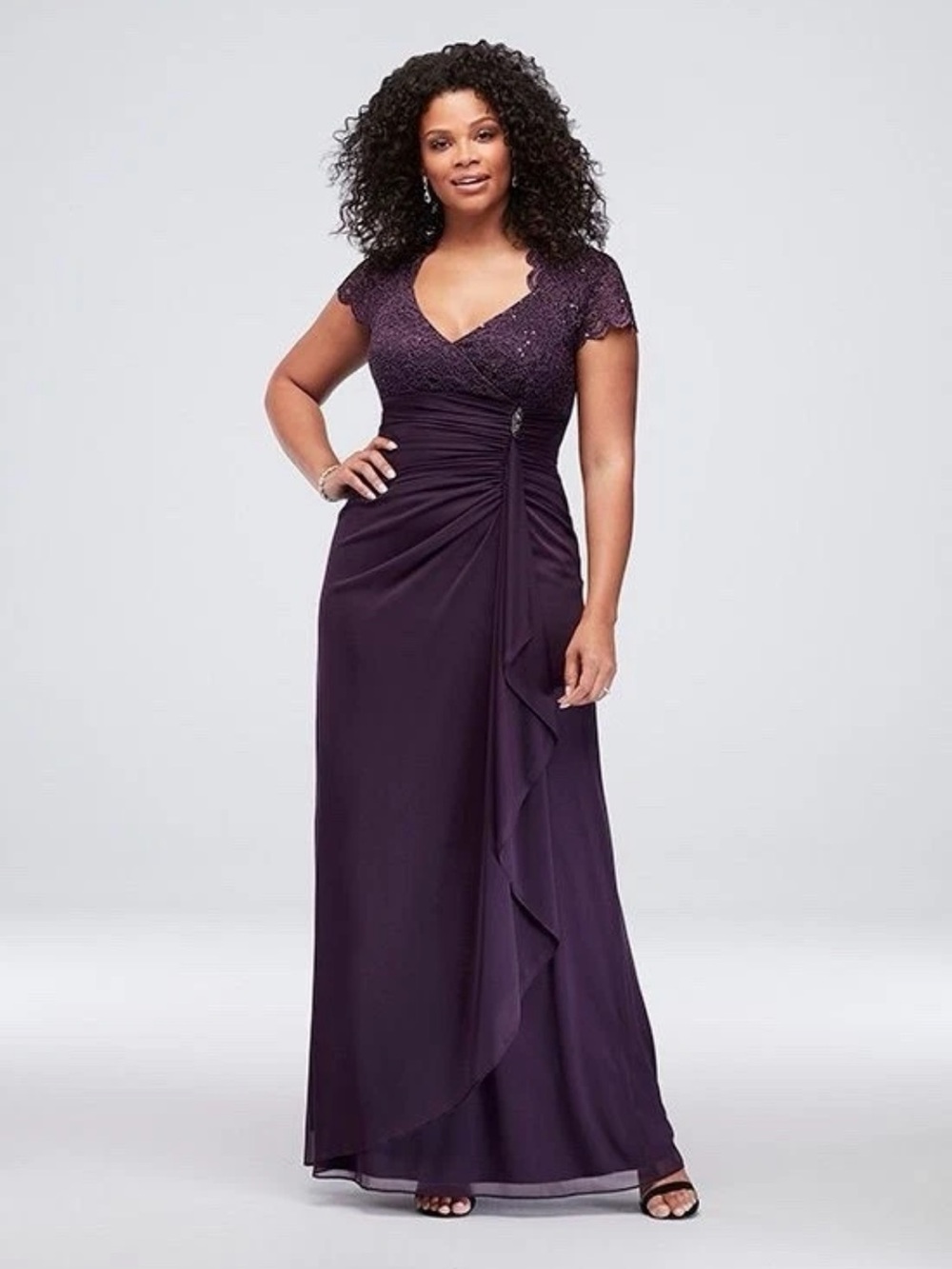 Betsy Adam Plus Size 22W Purple Lace Formal Evening Gown Dress NWT MOB GALA
